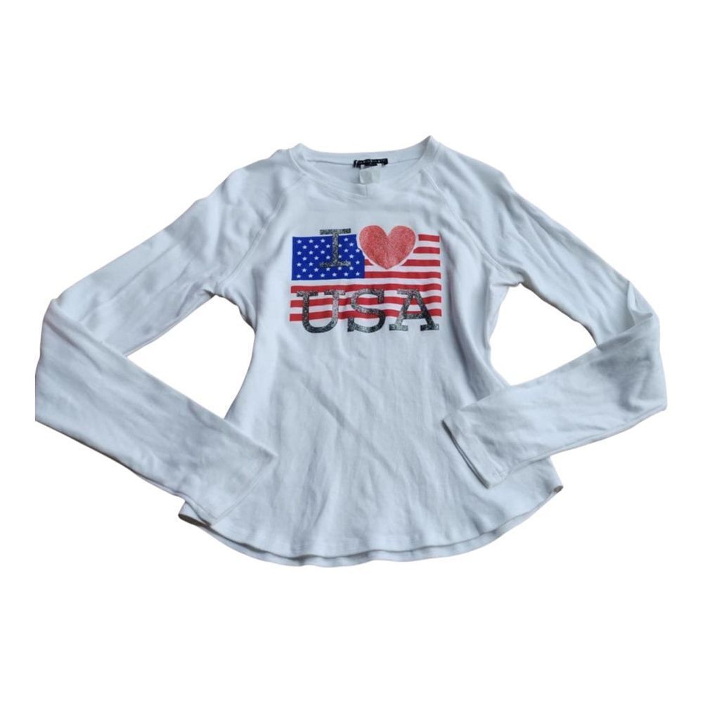 Vintage BBSP "I Love USA" Graphic Long-Sleeve T-Shirt Made in USA